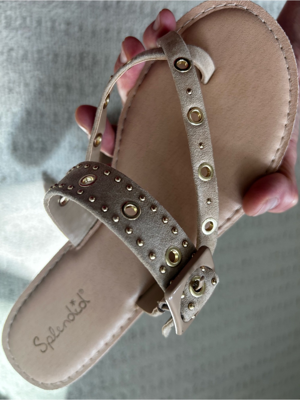 Splendid Neutral Studded Buckle Sandals